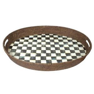 Makenzie Childs Rattan Courtly Check Tray